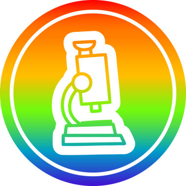 bir insan tarafından çizilmiş gökkuşağı gradyanı ile mikroskop ve dairesel simge