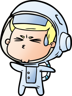 Çizgi film bir insan tarafından çizilmiş astronot.