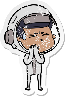 Bir insan tarafından çizilmiş stresli astronot karikatürü.
