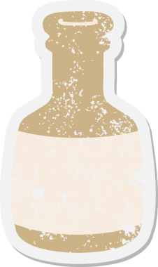 Bir insan tarafından çizilmiş eski bira şişesi grunge etiketi.