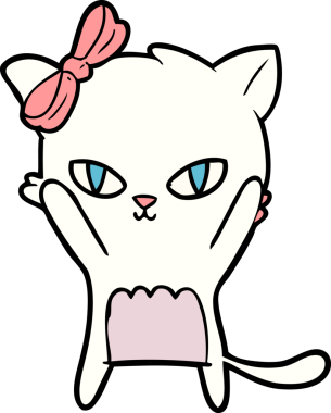 Bir insan tarafından çizilmiş sevimli çizgi film kedisi.