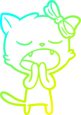 Bir insan tarafından çizilen esneyen bir çizgi filmin soğuk gradyan çizimi