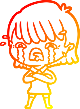 Bir insan tarafından çizilmiş ağlayan çizgi film kızı çizimi.