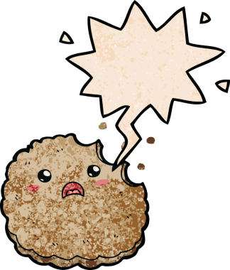 bir insan tarafından çizilmiş eski moda konuşma baloncuklu çizgi film bisküvisi