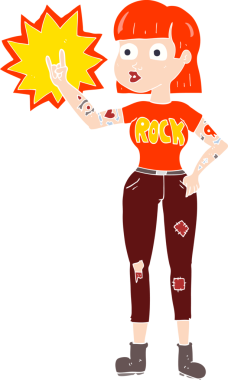 Bir insan tarafından çizilen düz renkli taş kız çizimi