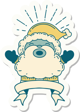 Bir insan tarafından çizilmiş dövme stili Noel Baba karakterinin çıkartması.