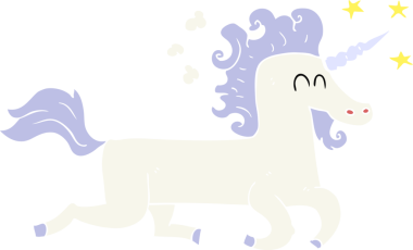 Bir insan tarafından çizilmiş tek boynuzlu atın düz renk çizimi