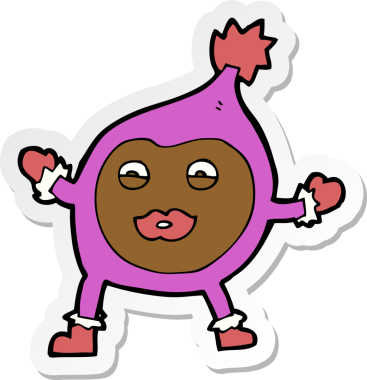 Bir insan tarafından çizilmiş komik bir yaratığın çıkartması.