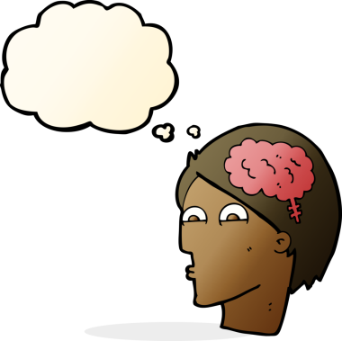 Bir insan tarafından çizilmiş beyin sembollü çizgi film kafası.