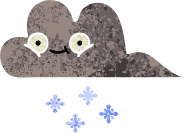 Bir insan tarafından çizilmiş fırtına kar bulutunun retro çizim tarzı karikatürü