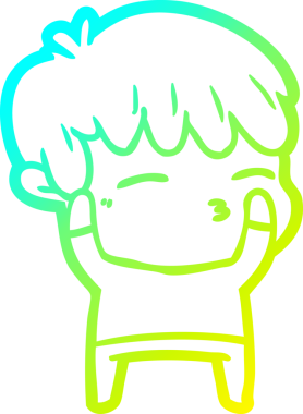 Bir çizgi film karakteri çizen soğuk gradyan bir insan tarafından çizilmiş meraklı çocuk.