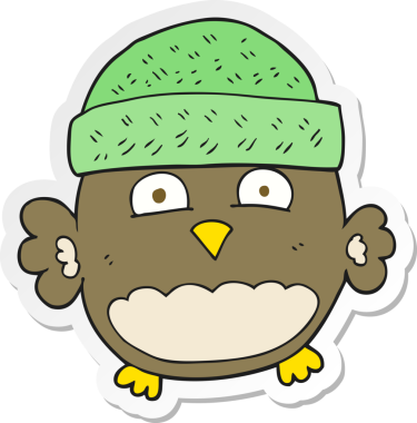 Bir insan tarafından çizilmiş şirin bir baykuşun çıkartması.