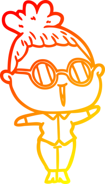 Bir insan tarafından çizilmiş gözlüklü bir karikatür kadın çizimi.