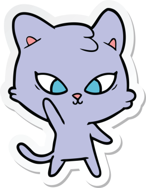 Bir insan tarafından çizilmiş şirin bir çizgi film kedisinin çıkartması.