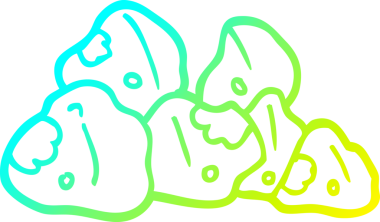 Bir insan tarafından çizilmiş karikatür kayalarının soğuk gradyan çizgileri.