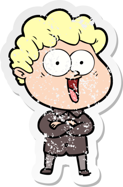 Bir insan tarafından çizilmiş mutlu bir adamın sıkıntılı çıkartması.