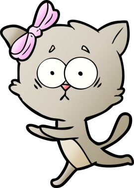 Bir insan tarafından çizilmiş çizgi film kedisi.