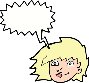 Bir insan tarafından çizilmiş konuşma baloncuğu olan bir kadın yüzü.