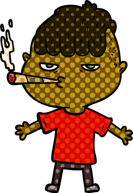 Bir insan tarafından çizilmiş sigara içen karikatürist.