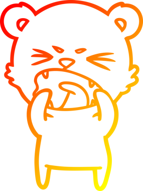 Bir insan tarafından çizilmiş kızgın bir çizgi film ayısının sıcak çizgi çizimi