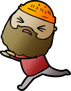 Bir insan tarafından çizilmiş sakallı bir çizgi film adamı.