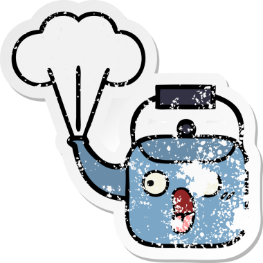 Bir insan tarafından çizilmiş dumanı tüten tatlı bir karikatür çıkartması.