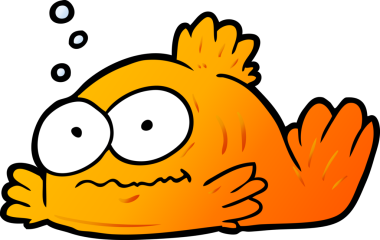 Bir insan tarafından çizilmiş komik Japon balığı karikatürü.