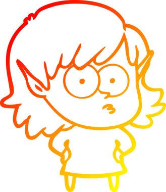 Bir insan tarafından çizilmiş, çizgi film karakteri bir elf kızı çizimi.