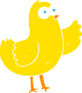 Bir insan tarafından çizilen kuşun düz renk çizimi