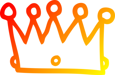 Bir insan tarafından çizilmiş bir karikatür tacının sıcak gradyan çizimi