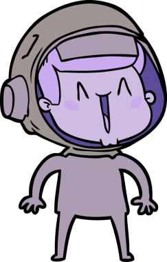 Bir insan tarafından çizilmiş mutlu astronot çizgi filmi.