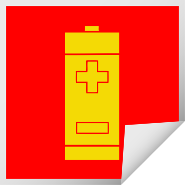 Bir insan tarafından çizilmiş bir elektrik aküsünün kare kabuk soyucu karikatürü