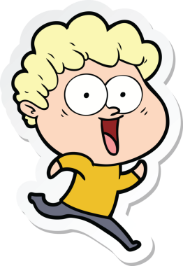 Bir insan tarafından çizilmiş heyecanlı bir adamın çıkartması.