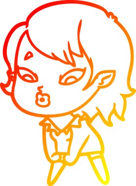 Bir insan tarafından çizilmiş sevimli bir vampir kız çizgi çizimi.