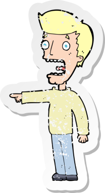 Bir insanın çizdiği korku dolu bir karikatürün gerilimli çıkartması.