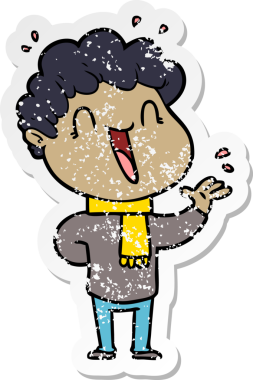 Bir insan tarafından çizilmiş mutlu bir adamın sıkıntılı çıkartması.