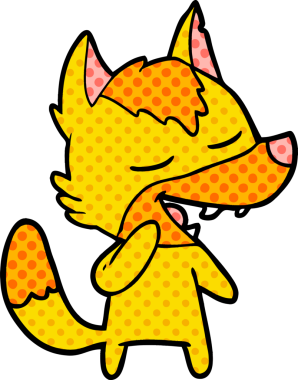 Bir insan tarafından çizilmiş tilki çizgi film karakteri