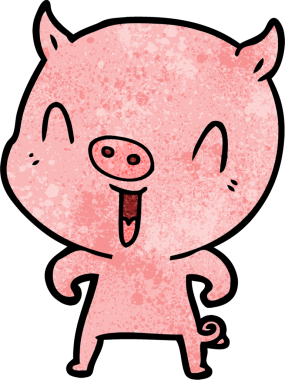 Bir insan tarafından çizilmiş mutlu çizgi film domuzu.