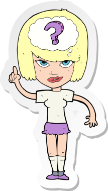 Bir insan tarafından çizilmiş bir karikatür kadının çıkartması.