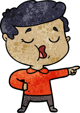 Bir insan tarafından çizilmiş karikatür adam konuşuyor.