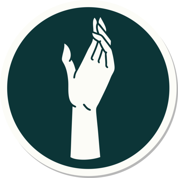 Bir insan tarafından çizilmiş geleneksel bir el dövmesi çıkartması.