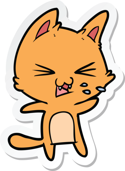 Bir insan tarafından çizilmiş çizgi film kedisinin çıkartması.