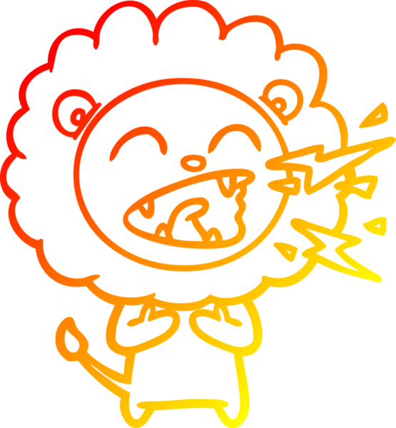 Bir insan tarafından çizilen kükreyen bir aslanın sıcak çizgi çizimi