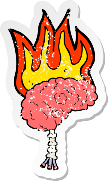 Bir insan tarafından çizilmiş bir karikatür beyninin gerilimli yapıştırması.