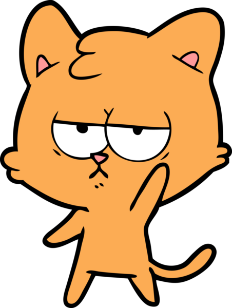 Bir insan tarafından çizilmiş sıkıcı çizgi film kedisi.