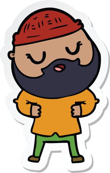 Bir insan tarafından çizilmiş sakallı bir karikatür adamın çıkartması.