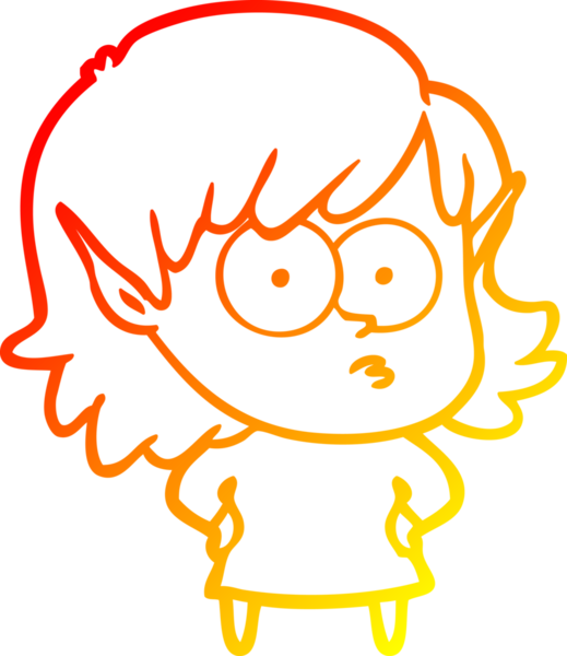 Bir insan tarafından çizilmiş, çizgi film karakteri bir elf kızı çizimi.