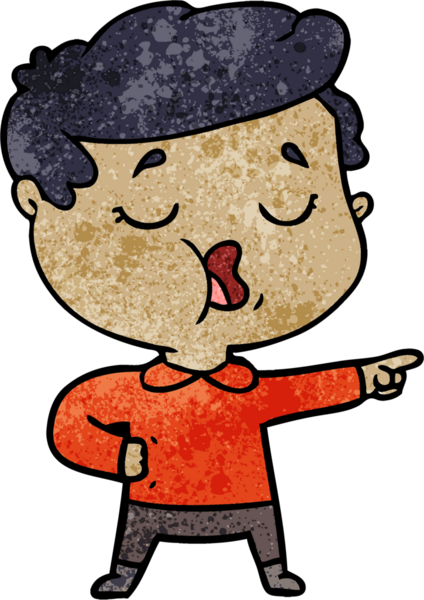 Bir insan tarafından çizilmiş karikatür adam konuşuyor.