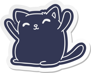 Bir insan tarafından çizilmiş sevimli kawaii kedisinin çizgi film etiketi.