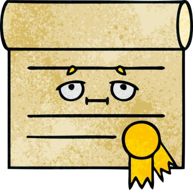 Bir insan tarafından çizilmiş sertifikanın grunge desen karikatürü